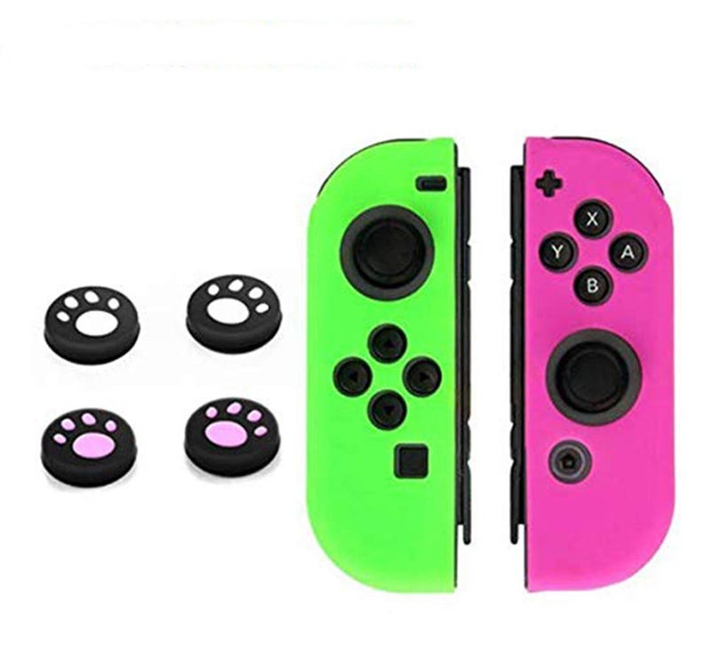 Binicoco 6 in 1 Thumb Grips Joystick Cap Cover Soft Silicone Protective Skin Case for Nintendo Switch Joy-Con Controller (Green-Pink) - Image 1