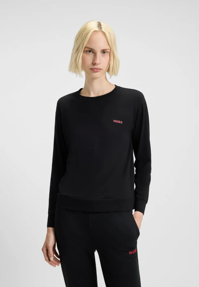 HUGO Stretch-cotton pyjama top with logo print