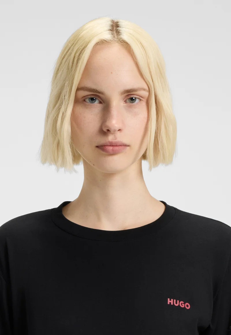HUGO Stretch-cotton pyjama top with logo print