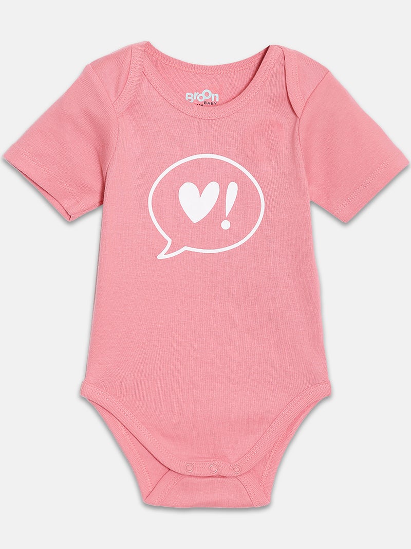 Broon Infant Girls Fuchsia and Pink Printed Pure Organic Cotton Bodysuit Pack of 2 - Image 2