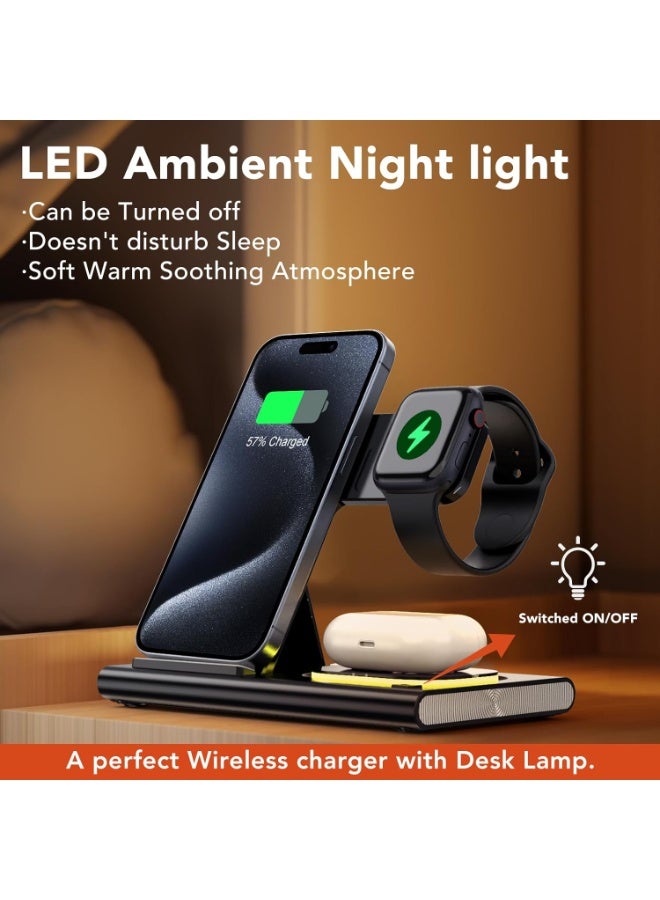 كيلا 3 في 1 محطة شحن لاسلكية، حامل شاحن لاسلكي سريع للشحن السريع، شاحن لاسلكي لهاتف السفر Apple iPhone 16 15 14 13 12 11 X Pro Max iWatch 8 7 6 5 4 Samsung Galaxy S - Image 5