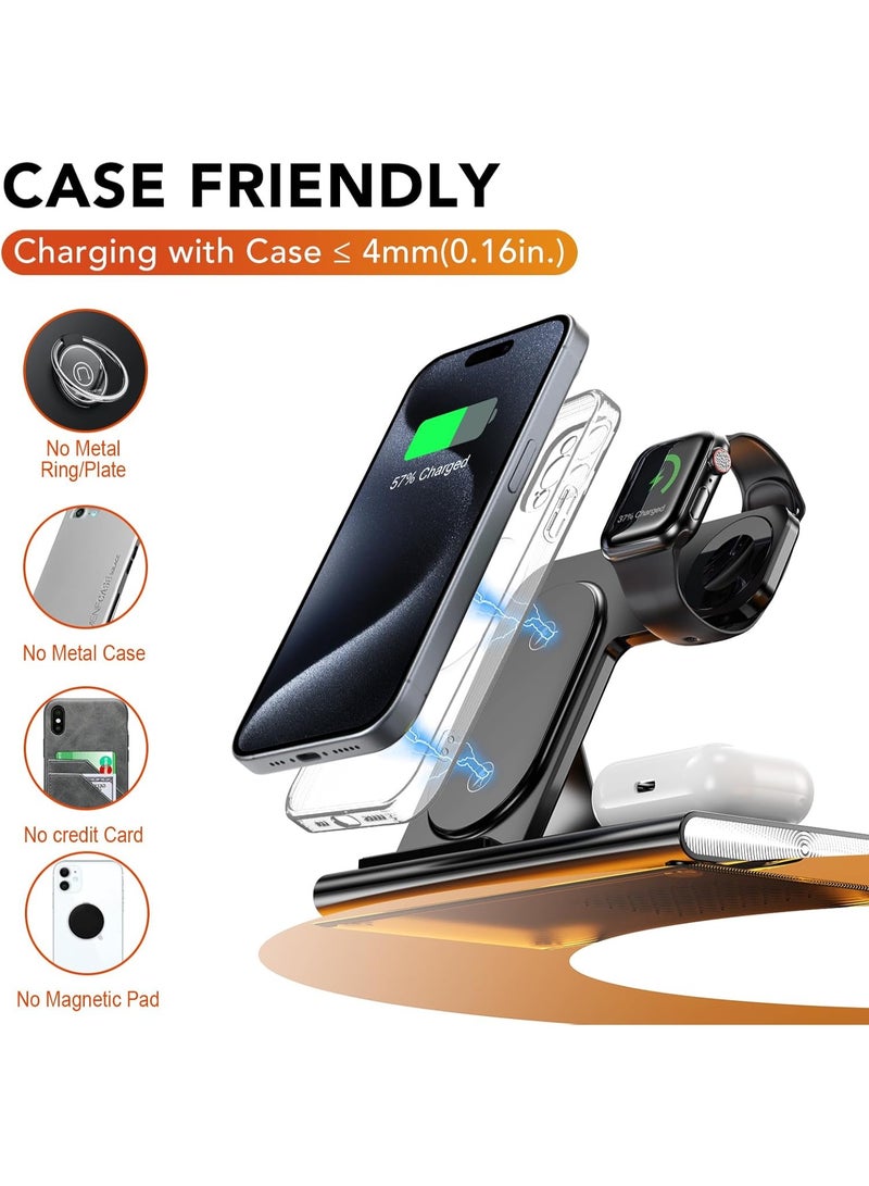 كيلا 3 في 1 محطة شحن لاسلكية، حامل شاحن لاسلكي سريع للشحن السريع، شاحن لاسلكي لهاتف السفر Apple iPhone 16 15 14 13 12 11 X Pro Max iWatch 8 7 6 5 4 Samsung Galaxy S - Image 4
