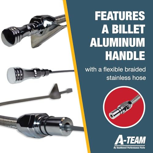 A-Team Performance Flexible Billet Dipstick Tube For Transmission Oil - 29-3/8 in Filler Tube - Billet Aluminum Handle & Braided Hose - Firewall Mount Engine Dipstick Kit - Compatible with GM 4L60E - Image 4