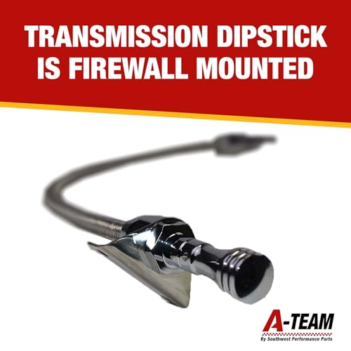 A-Team Performance Flexible Billet Dipstick Tube For Transmission Oil - 29-3/8 in Filler Tube - Billet Aluminum Handle & Braided Hose - Firewall Mount Engine Dipstick Kit - Compatible with GM 4L60E - Image 5