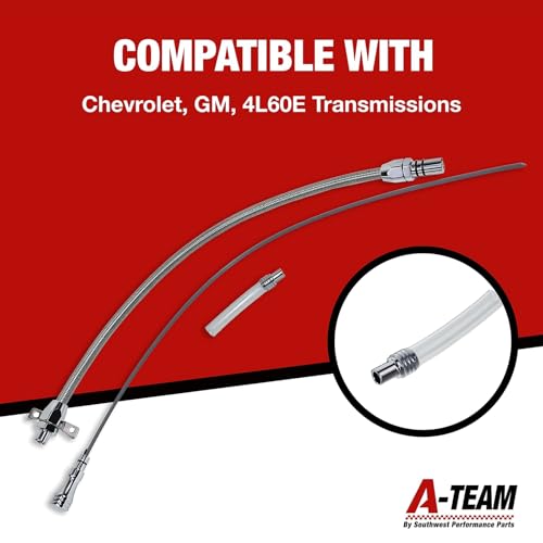 A-Team Performance Flexible Billet Dipstick Tube For Transmission Oil - 29-3/8 in Filler Tube - Billet Aluminum Handle & Braided Hose - Firewall Mount Engine Dipstick Kit - Compatible with GM 4L60E - Image 3