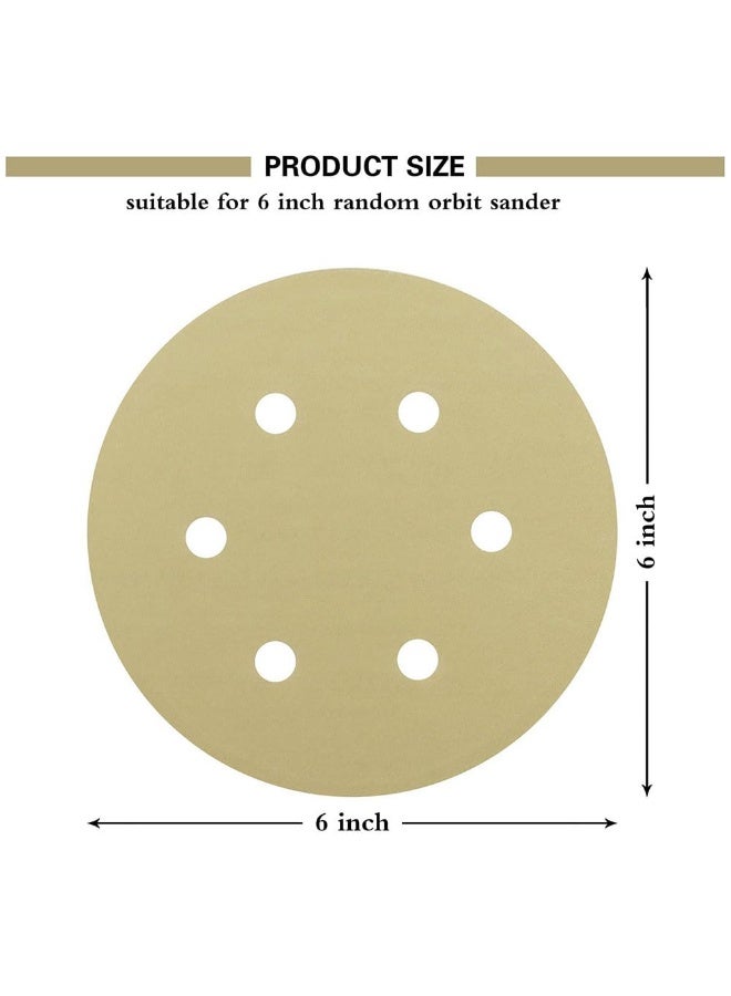 JZS Hook and Loop Sanding Discs of 6-Inch 6-Hole,240 Grit Wet Dry Random Orbital Sandpaper for Automotive and Woodworking,50PCS - Image 2
