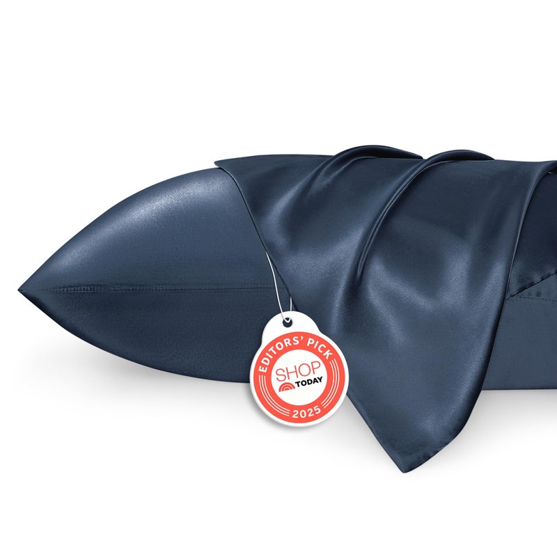 Bedsure Satin Pillowcases, Similar to Silk Pillow Cases Queen Size Set of 2, Pillow Case for Sleeping Women with Envelope Closure, Gifts for Women Men, Blue, 20x30 Inches, 2pcs - Image 1