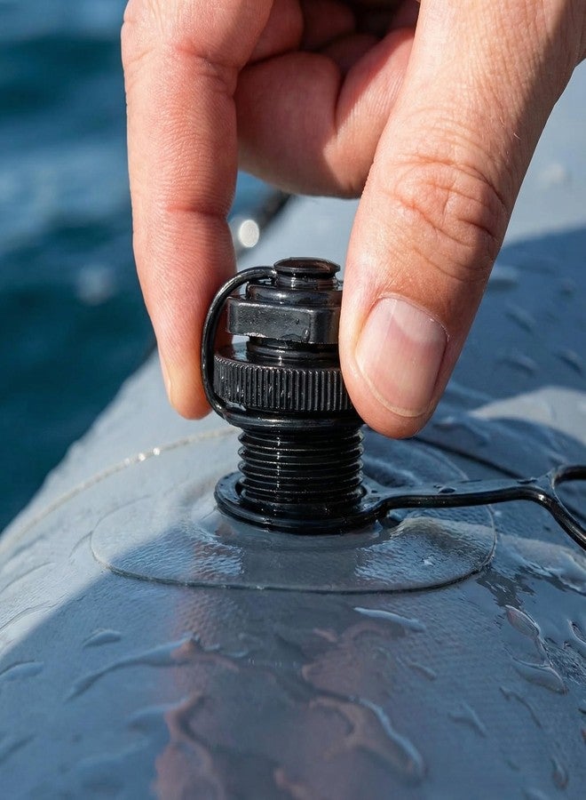 TBESEVENXT 2pcs Inflatable Boat Air Valve Spiral Air Plugs Boston Valve Replacement Inflatable Boat Air Valve Screw for Rubber Dinghy Raft Kayak Pool Boat Airbeds, Black - Image 2