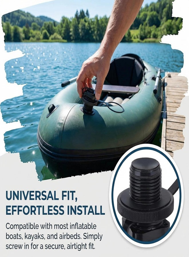 TBESEVENXT 2pcs Inflatable Boat Air Valve Spiral Air Plugs Boston Valve Replacement Inflatable Boat Air Valve Screw for Rubber Dinghy Raft Kayak Pool Boat Airbeds, Black - Image 3