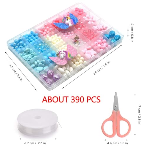 DOUSHI Jewellery Making Kit for Girls 390 Pcs | DIY Bracelet Beads Set for Kids Age 5-12 | Safe Craft Kit with Storage Box | Birthday Gift for Girls - Image 3