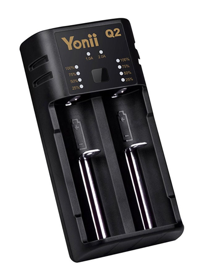 NIBEMINENT 2-Slot Q2 Household Battery Charger Black/Silver - Image 1