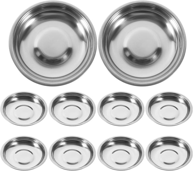 DOITOOL دويدول 10 قطع أطباق صلصة من الفولاذ المقاوم للصدأ 4 بوصة صحن صغير أطباق غمس دائرية أطباق توابل أطباق سوشي صحن مقبلات لصلصة الطماطم BBQ - Image 1