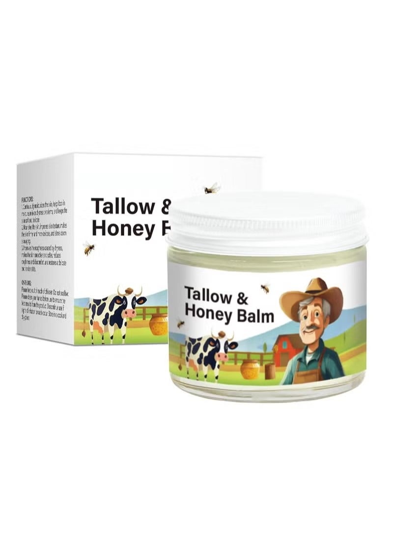ATRJSZ Tallow Honey Balm | Beef Tallow for Skin - Handmade All-Natural Moisturizer with Grass-Fed Beef Tallow & Raw Wild Honey for Smooth, Hydrated Skin (1PCS)-T1 - Image 1