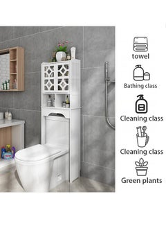 Hihonor Over Toilet Storage Bathroom Shelving White,Toilet Shelving,Floor Standing Storage Cabinet  - Image 4