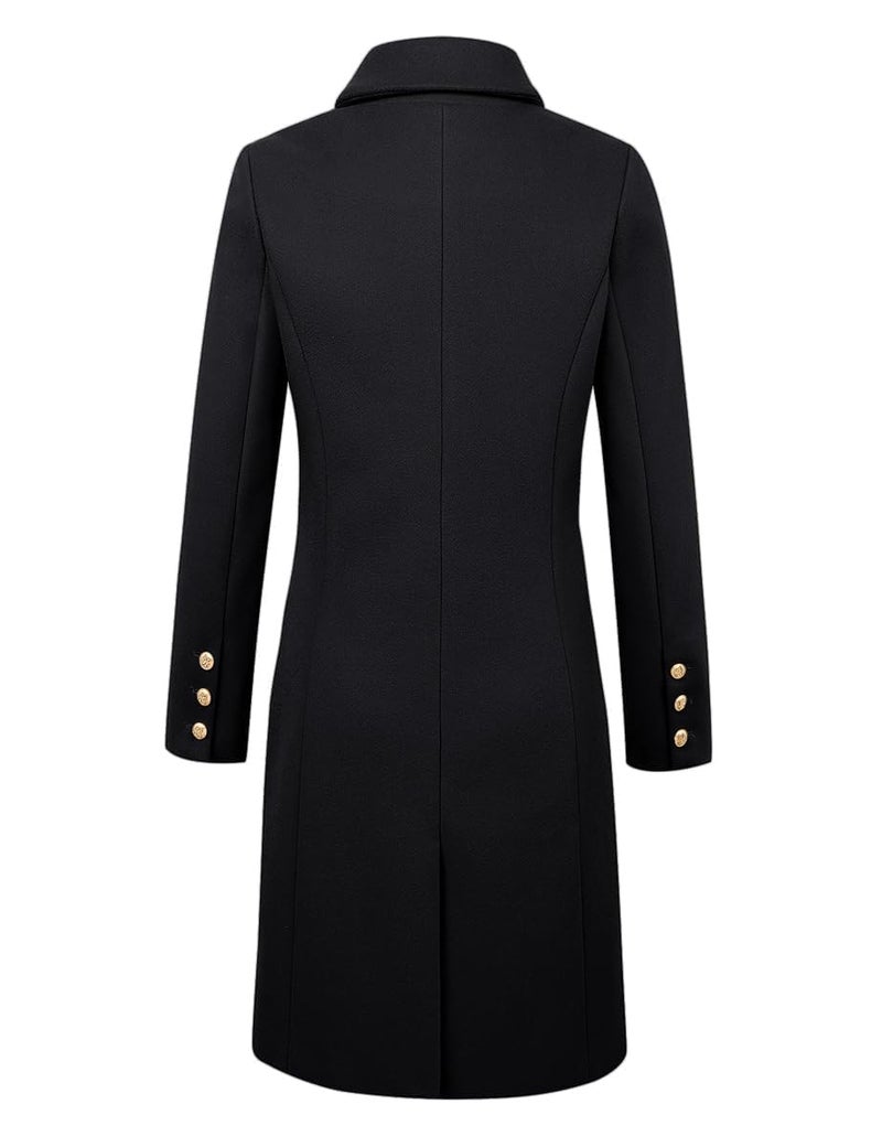 IDEALSANXUN Black Trench Coat Women Long Winter Coats Double Breasted Wool Coat Midi Length Blazer Jackets, Black, M - Image 4