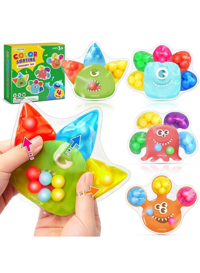 LESONG Color Sorting Sensory Toys for Toddlers: 4-Pack Fine Motor Skills Game - Preschool Learning Activities Fidgets for Classroom Travel - Montessori Toys for 3+ Year Old Toddlers Boys & Girls - Image 1