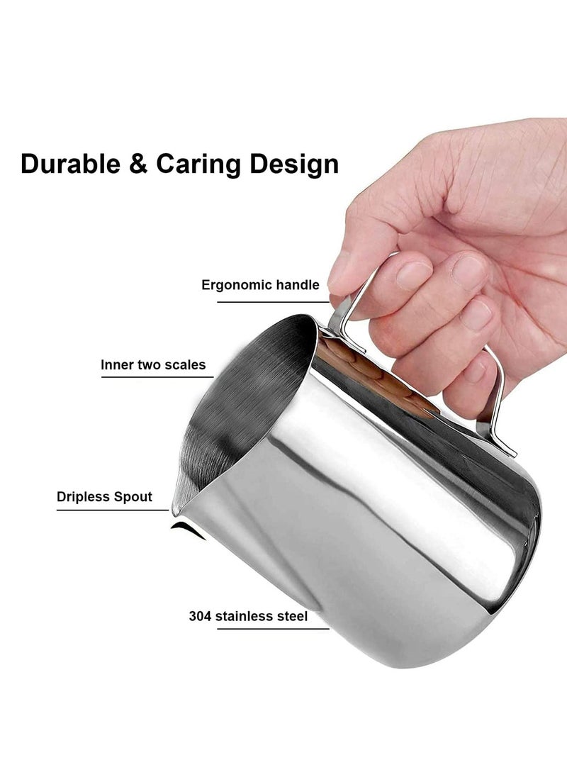 SKY-TOUCH - Stainless Steel 900ml Milk Frothing Pitcher with Measurements on Both Sides Inside, Plus eBook & Microfiber Cloth Perfect for Espresso Machines Latte Art Silver - Image 1