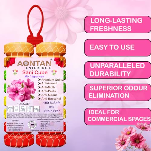 AONTAN Enterprise Sani Cube for Bathroom, Toilet & Wardrobe | Air Freshener with Mix Fragrances | Anti-Insect, Anti-Moth, Anti-Odour | 200g Pack of 1 - Image 5