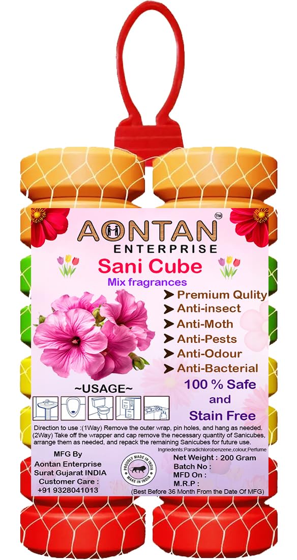 AONTAN Enterprise Sani Cube for Bathroom, Toilet & Wardrobe | Air Freshener with Mix Fragrances | Anti-Insect, Anti-Moth, Anti-Odour | 200g Pack of 1 - Image 1