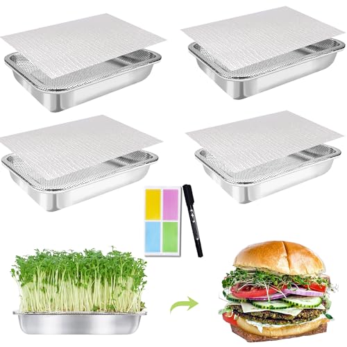 TCYPUHL Stainless Steel Sprouts Growing Kit 4-Tier 14 inch Trays, Microgreens Growing Kit, Seed Sprouting Tray with Encrypted Mesh Sprouts for Beans Alfalfa Broccoli Wheat Grass - Image 1