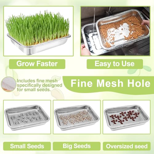 TCYPUHL Stainless Steel Sprouts Growing Kit 4-Tier 14 inch Trays, Microgreens Growing Kit, Seed Sprouting Tray with Encrypted Mesh Sprouts for Beans Alfalfa Broccoli Wheat Grass - Image 3