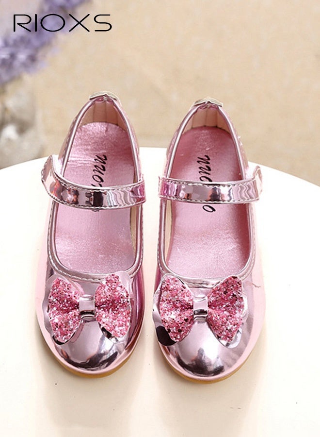 ريوكس أحذية ماري جين للفتيات الصغيرات، أحذية برنسيس أنيقة مرصعة بأحجار الراين للفتيات الصغيرات، أحذية باليه ماري جين مريحة وخفيفة الوزن، أحذية مسطحة مانعة للانزلاق، أحذية للزي المدرسي، مناسبة لحفلات الزفاف وحفلات التخرج وحفلات أعياد الميلاد وغيرها، لون وردي - Image 2