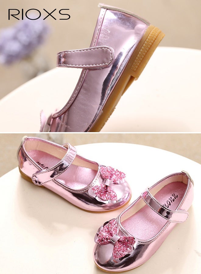 ريوكس أحذية ماري جين للفتيات الصغيرات، أحذية برنسيس أنيقة مرصعة بأحجار الراين للفتيات الصغيرات، أحذية باليه ماري جين مريحة وخفيفة الوزن، أحذية مسطحة مانعة للانزلاق، أحذية للزي المدرسي، مناسبة لحفلات الزفاف وحفلات التخرج وحفلات أعياد الميلاد وغيرها، لون وردي - Image 3
