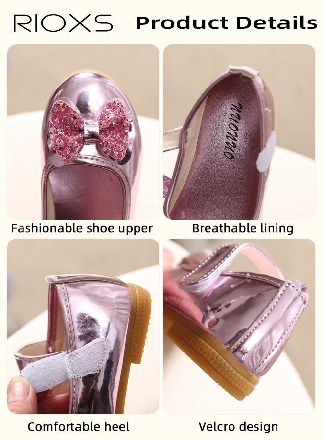 ريوكس أحذية ماري جين للفتيات الصغيرات، أحذية برنسيس أنيقة مرصعة بأحجار الراين للفتيات الصغيرات، أحذية باليه ماري جين مريحة وخفيفة الوزن، أحذية مسطحة مانعة للانزلاق، أحذية للزي المدرسي، مناسبة لحفلات الزفاف وحفلات التخرج وحفلات أعياد الميلاد وغيرها، لون وردي - Image 5