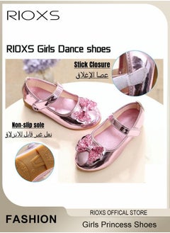 RIOXS Girls' Mary Jane Princess Shoes, Flats Low Heel School Shoes, Flower Girl Dress Shoes, Little Kids Mary Janes Ballet Flats, Wedding Party Shoes With Bow Stitched Decoration  - Image 2