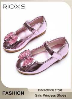 RIOXS Girls' Mary Jane Princess Shoes, Flats Low Heel School Shoes, Flower Girl Dress Shoes, Little Kids Mary Janes Ballet Flats, Wedding Party Shoes With Bow Stitched Decoration  - Image 3