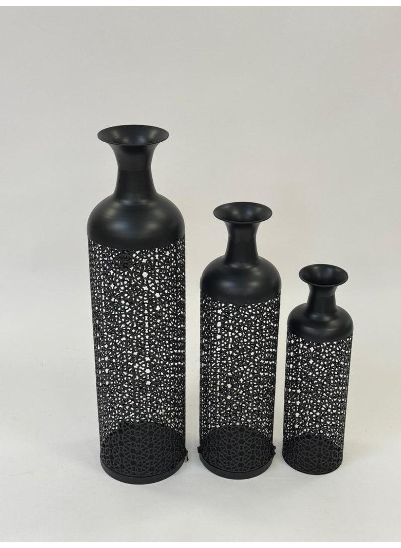 Living Set of Three Steel Vases with a Modern, Unique Design - Image 4