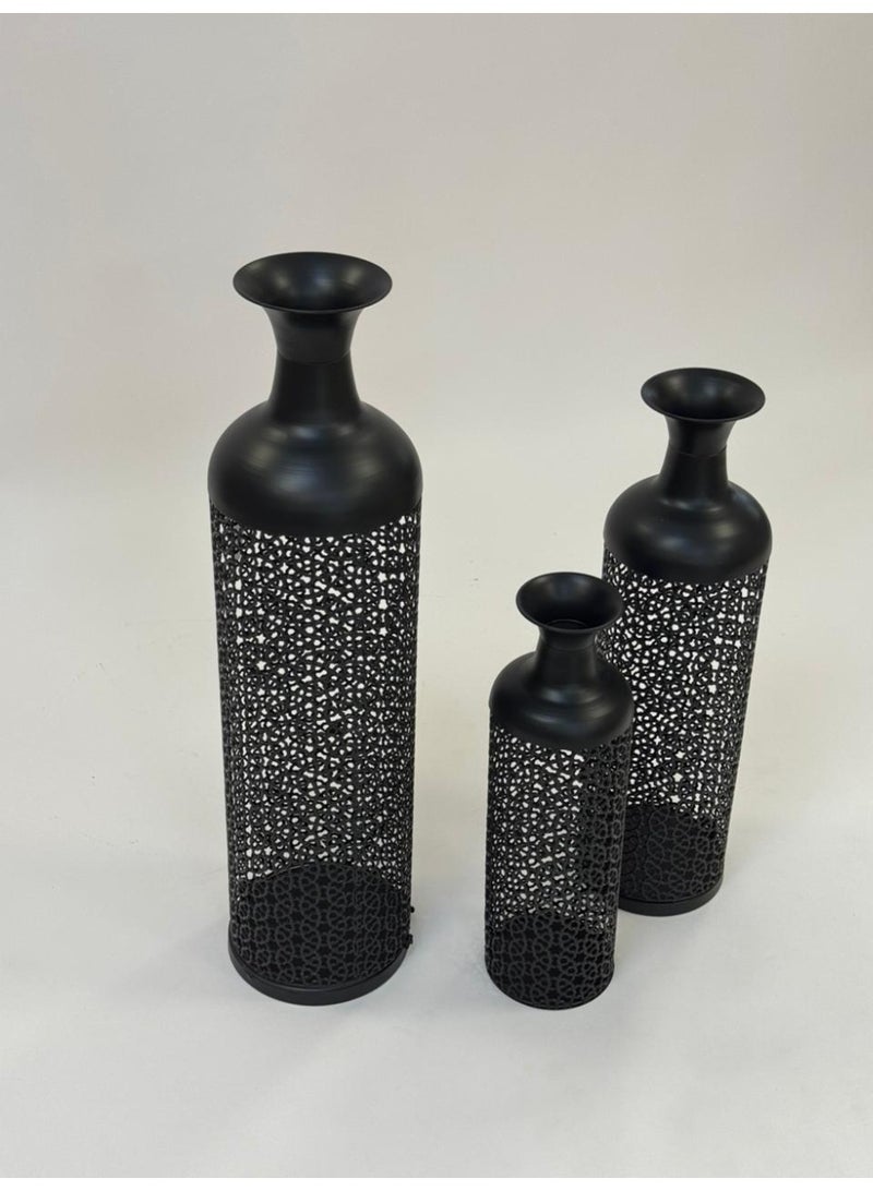 Living Set of Three Steel Vases with a Modern, Unique Design - Image 5