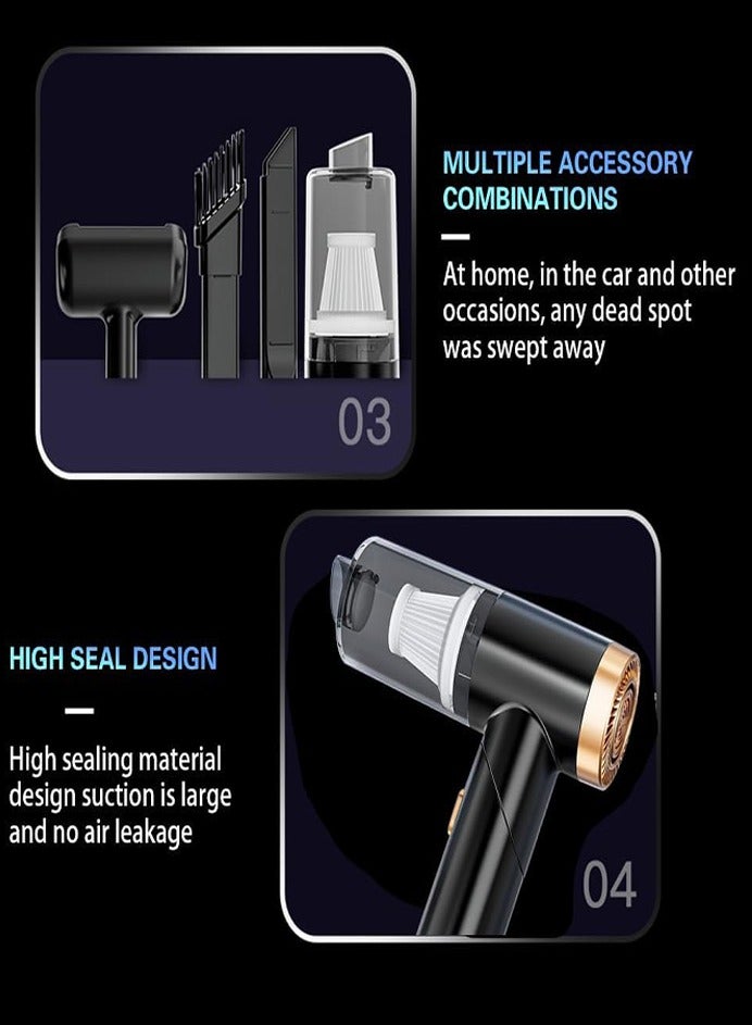 دي إم جي تك منظف هوائي لاسلكي، 2 في 1 منظف هوائي لاسلكي يدوي، شفط قوي 8000 باسكال، منظف هوائي لاسلكي قابل للطي، تنظيف لاسلكي صغير للمنازل، تنظيف السيارات ولوحة المفاتيح - Image 4