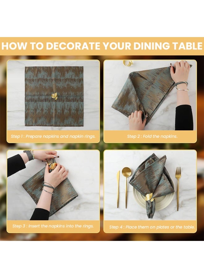 HANNEA® 12 Pack Gold Napkin Rings, Metal Ring Napkin Buckle Holder, Leaf Shaped Napkin Rings Elegant Table Decorations for Wedding Party Dinner Table Decoration - Image 5
