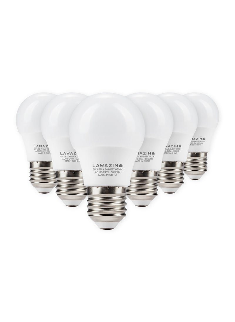 LAWAZIM 5W LED Bulb A50 E27 - 6-Piece 6500K Daylight - Energy Saving 35W Equivalent Non-Dimmable Lightbulbs with 400 Lumens and a Lifespan of 15,000 Hours - for Home, Kitchen, and Bedroom Lighting  - Image 1