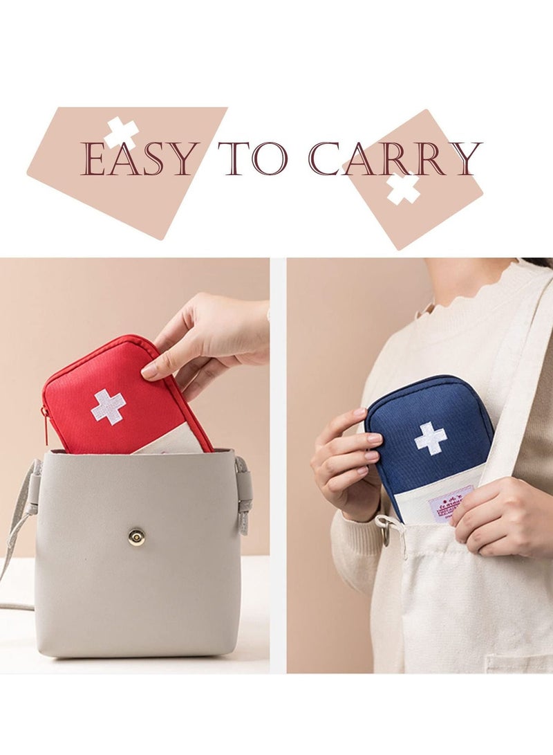 SYOSI Mini First Aid Bag Portable Travel First Aid Kit Empty for Car Cycling Marathon Running Outdoor Camping Hiking Travel Emergency Travel Home Office(Red +Blue) - Image 4