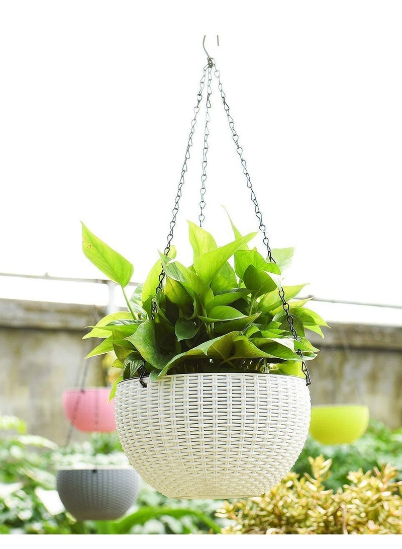 White Hanging Planter with Clear Outer Pot – Stylish Self-Watering Plant Container for Modern Spaces
