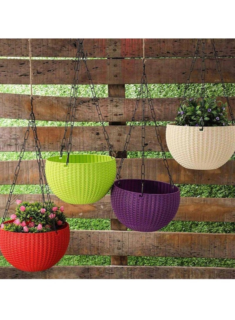 White Hanging Planter with Clear Outer Pot – Stylish Self-Watering Plant Container for Modern Spaces