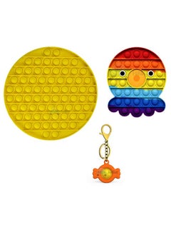 FunBlast Pop it Set, Pop Bubble Fidget Toys, Pop it Keychain, Kids Toy Jumbo Pop it Toys Set - Pack of 3 Real Silicone Fidget Pop It, Keychain Toy for Kids, Bubble Toy for Kids