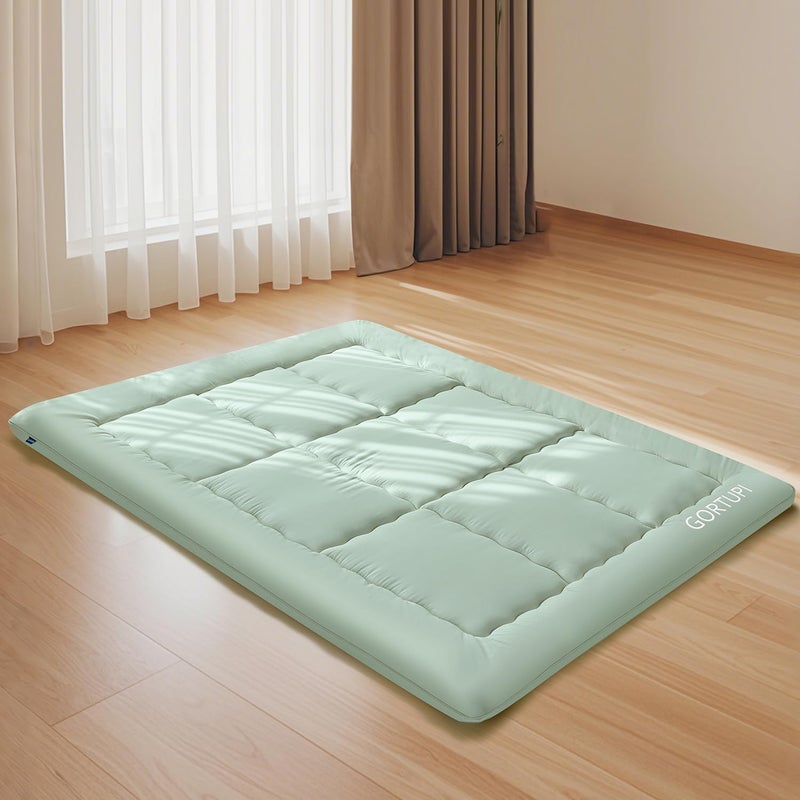 GORTUPI Twin Size Japanese Floor Futon Foldable Futon Mattress for Floor Tatami Mattress Portable Rollaway Bed for Guest Playmat for Kids Tatami Sleeping Pad Japanese Mattress for Adults Green A - Image 2