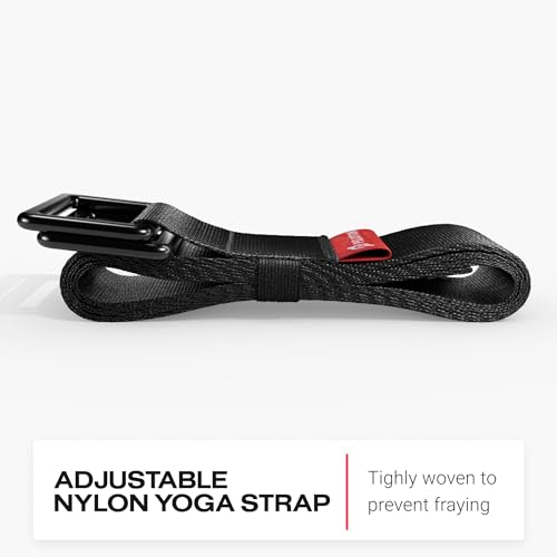 Peloton Yoga Strap | 6 ft. Adjustable and Durable Nylon Strap with Corrosion Resistant Zinc Alloy Rings for Stretching, Pilates, and Exercise, Black - Image 3