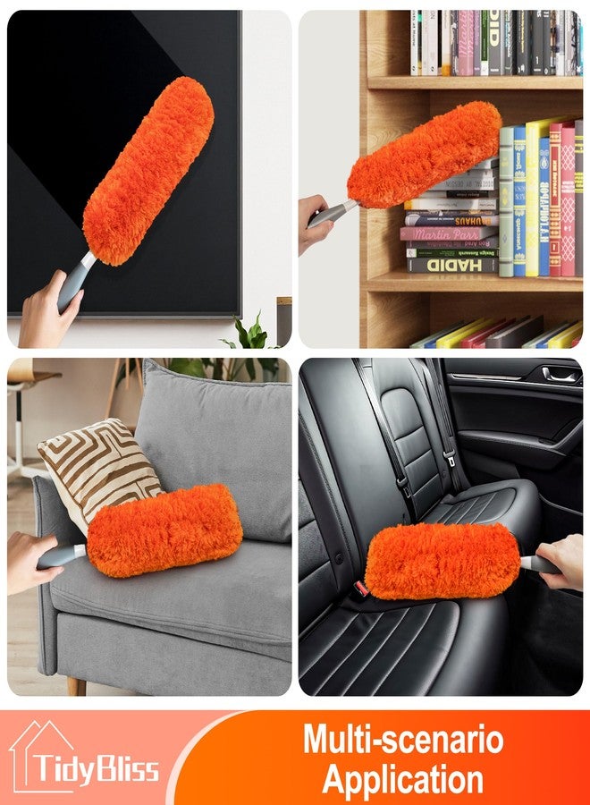 TidyBliss Microfiber Duster for Cleaning, Washable & Reusable Handheld Dust Cleaner Tool, Lint-Free Dusting Wand for Home, Office, Car, Furniture, Blinds, Keyboard, Cobweb Removal (Orange - Image 5