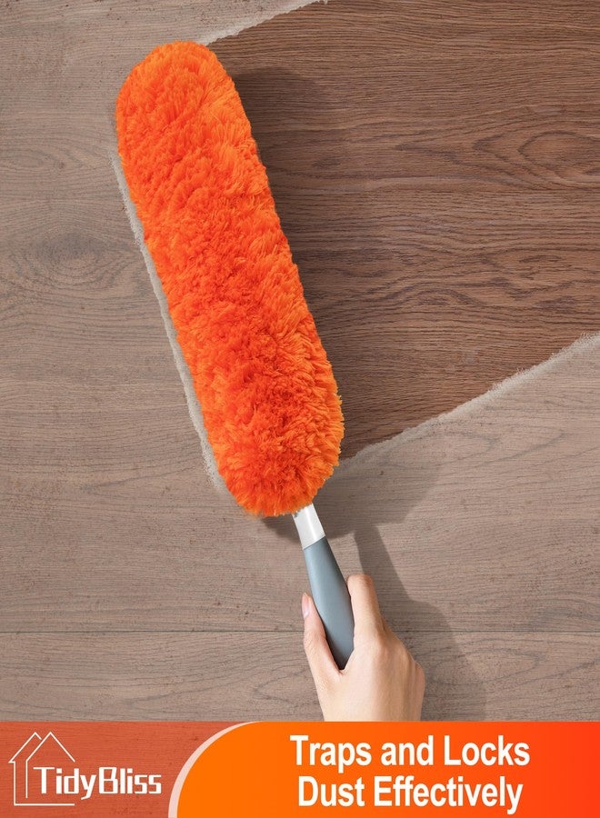 TidyBliss Microfiber Duster for Cleaning, Washable & Reusable Handheld Dust Cleaner Tool, Lint-Free Dusting Wand for Home, Office, Car, Furniture, Blinds, Keyboard, Cobweb Removal (Orange - Image 2