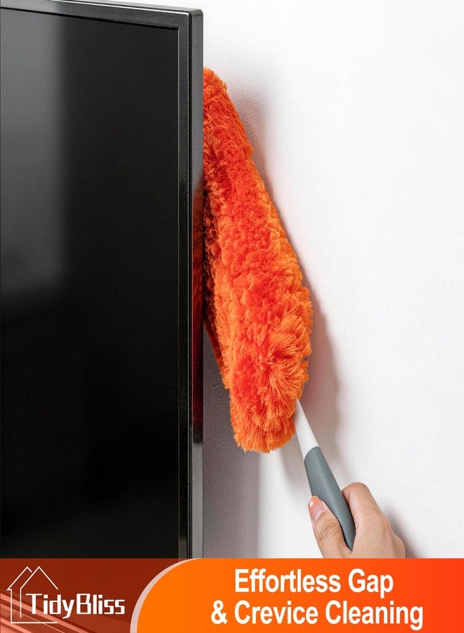 TidyBliss Microfiber Duster for Cleaning, Washable & Reusable Handheld Dust Cleaner Tool, Lint-Free Dusting Wand for Home, Office, Car, Furniture, Blinds, Keyboard, Cobweb Removal (Orange - Image 3