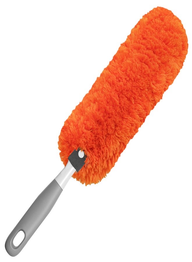 TidyBliss Microfiber Duster for Cleaning, Washable & Reusable Handheld Dust Cleaner Tool, Lint-Free Dusting Wand for Home, Office, Car, Furniture, Blinds, Keyboard, Cobweb Removal (Orange - Image 1