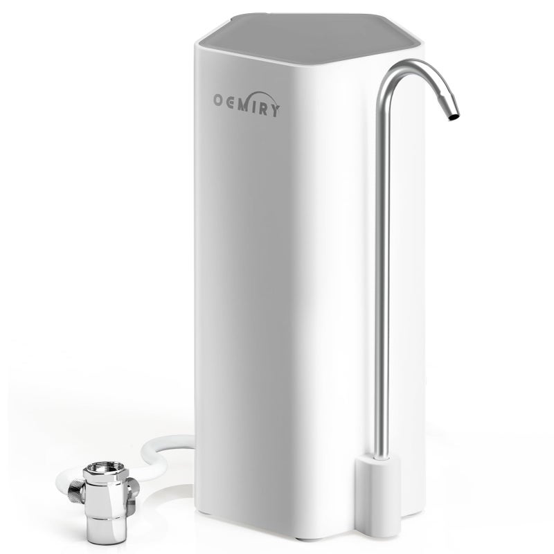 OEMIRY Countertop Water Filter, 8000 Gallons Alkaline Water Filtration System for Sink Faucet, Reduces 99.99% Chlorine, Heavy Metals, Bad Odor, OM-CF04 Included 1 Filter - Image 1