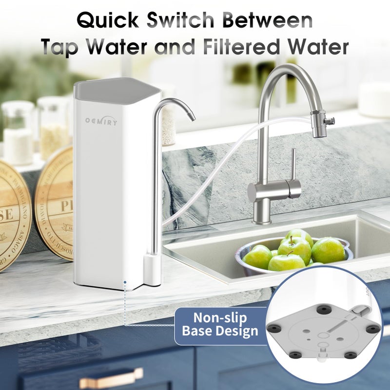 OEMIRY Countertop Water Filter, 8000 Gallons Alkaline Water Filtration System for Sink Faucet, Reduces 99.99% Chlorine, Heavy Metals, Bad Odor, OM-CF04 Included 1 Filter - Image 5