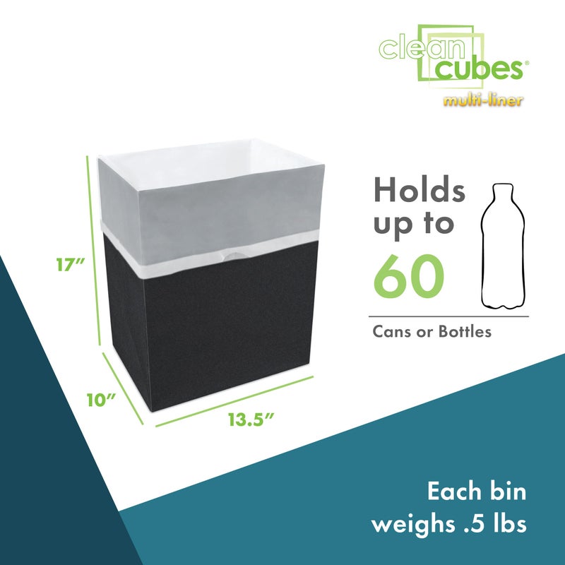 Clean Cubes 13 Gallon Disposable Pop-Up Trash Cans (3-Pack, Multi-Liner) with Fitted Bags â€“ Foldable Garbage & Recycling Bins for Parties, Events & Kitchen (Black, 17" H x 13.5" W x 10" D) - Image 2