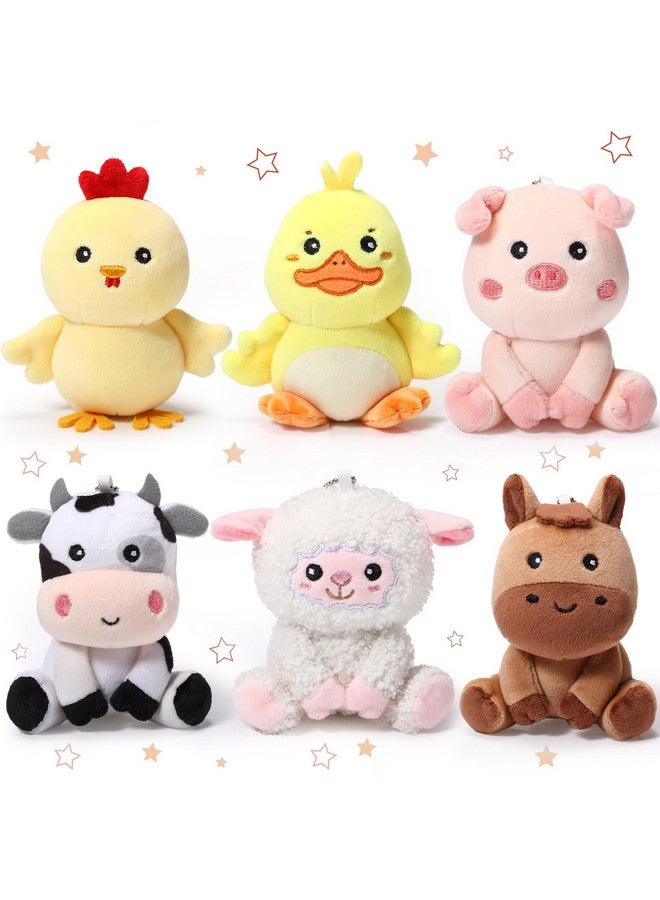 Aoriher 6 Pcs Mini Plush Farm Animals Bulk 4 Inch Cute Stuffed Farm Animals Plush Horse Cow Pig Sheep Duck Chick for Baby Shower Birthday Gift Farm Animal Themed Party Prizes Xmas Stocking Stuffers - Image 1