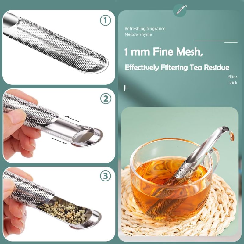 Tea Infuser: 2-Pack Silver Stainless Steel Ultra-Fine Mesh - Long Handle Grit-Free Brewing, Spice & Coffee Strainer for Home Brewing, Tea Enthusiasts - Image 4